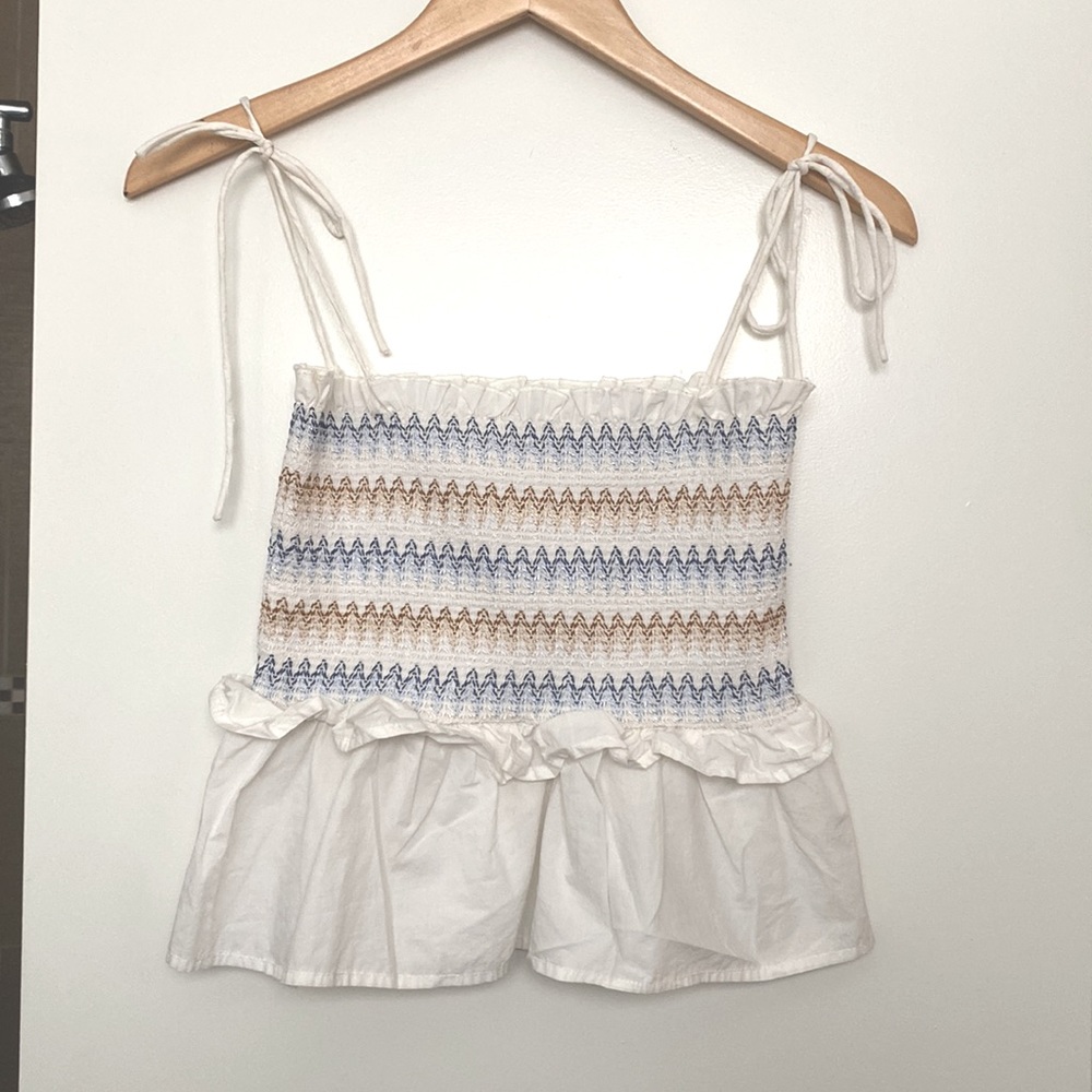 Chan Luu Smocked Ruffle Tank